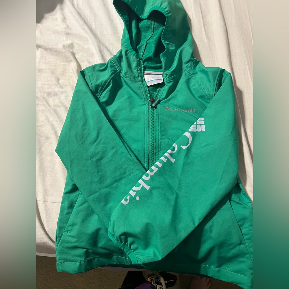 Colombia kids XL rain jacket size XS kelly green